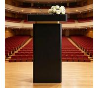 Soporte for Podio Podio metálico Púlpito Mesa de recepción con Estante for Iglesias y aulas(Black)