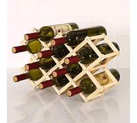 Soporte for vino, botellero de madera plegable, pequeño botellero de madera for vino, mesa de exhibición, estantes de madera rústica independientes, organizador de decoración de encimera de madera nat