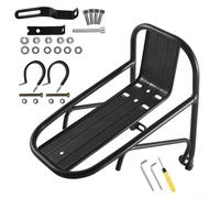 Soporte frontal funcional para bicicletas eléctricas, diseño ligero de aleación de aluminio para un fácil manejo de equipaje (rack+herramienta+abrazadera)