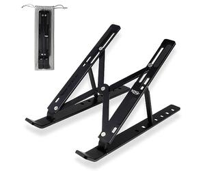 Soporte funcional para portátil MacBook Pro/Air, HP, Sony, Dell y todos los portátiles y tabletas de 10" a 15,6", altura regulable en varios niveles, marco de aluminio ventilado, plegable, color negro