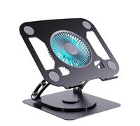 Soporte giratorio ajustable de 360 grados para portátil cuenta con ventiladores de 3 velocidades para dispositivos de hasta 15.9 pulgadas y luz azul