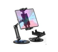 Soporte giratorio ajustable de aluminio de 360 grados para tabletas, iPad, iPhone y teléfonos inteligentes de 4,7 a 13,5 pulgadas.