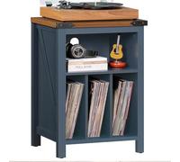 Soporte Giratorio con Soporte de Discos de Vinilo, Mesa giratoria Azul Que sostiene hasta 160 álbumes, Gran Soporte de Tocadiscos de Madera para salón, Dormitorio, Oficina