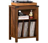 Soporte Giratorio con Soporte de Discos de Vinilo, Mesa giratoria marrón Que sostiene hasta 160 álbumes, Gran Soporte de Tocadiscos de Madera para salón, Dormitorio, Oficina