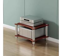 Soporte giratorio de 2 niveles, consola AV de esquina redondeada, estante de almacenamiento de audio para tocadiscos y equipos multimedia, muebles elegantes de entretenimiento para el hogar