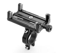 Soporte giratorio de 360° para teléfono de bicicleta, soporte de aleación de aluminio CNC de 4 garras para manillares de 22.2-31.8 mm, accesorio de ciclismo seguro antivibración (tallo negro)