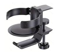 Soporte giratorio de aleación de aluminio para auriculares con bebida, para juegos, PC, escritorio, ahorro de espacio, juego de escritorio para bebidas