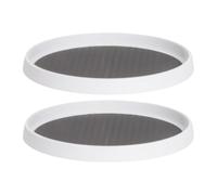 Soporte giratorio de cocina, 2 piezas, especiero antideslizante | Bandeja giratoria y portaobjetos giratoria para nevera, armario, encimera de baño, bajo fregadero, tocador, encimera