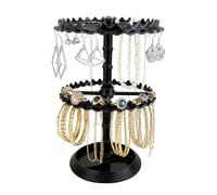 Soporte giratorio de doble capa, organizador de pendientes, para mujeres, niñas, cuarto de baño, armario, Navidad, Halloween