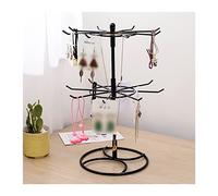 Soporte giratorio de exhibición de joyas de doble capa, organizador de 2 niveles para pulseras, collares, aretes, anillos, llaveros, soporte multifuncional para encimera
