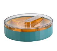 Soporte giratorio de una sola capa para frutas, bandeja única para dulces con tapa, bandeja de dulces para frutos secos y frutas secas para organización del hogar