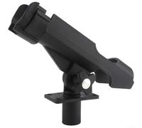 Soporte giratorio para caña de pescar para barco, yate, soporte de plástico ajustable con giro de 360°, se adapta al casco lateral del riel, ABS negro