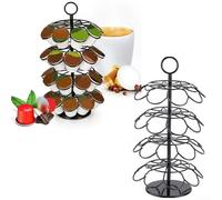 Soporte giratorio para cápsulas de café para 36 cápsulas de café, soporte de almacenamiento de hierro de 4 niveles con base giratoria de 360°, negro, 7.3 x 7.3 x 14.4 pulgadas, para oficina y kit