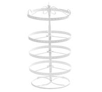 # Soporte giratorio para collar y pendientes con base de madera, construcción de metal, soporte de exhibición de joyas de alta estabilidad (blanco, talla única)