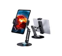 Soporte giratorio plegable para tablet compatible con iPad y Samsung, base de 360 grados, brazo plegable, aleación de aluminio.
