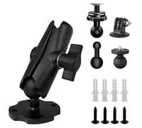 Soporte GPS de aluminio, conector de bola de 17-25 mm con soporte de perno en T y adaptador de montaje de bola de 1 pulgada 3 en 1, apto para Garmin GPS y monitor de cámara de respaldo, base de