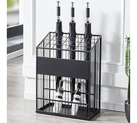 Soporte grande para paraguas, soporte de metal para bastones de caminar, estante moderno de rejilla, color negro