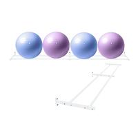 Soporte grande para pelotas de ejercicio de pared, estante de almacenamiento para pelotas de yoga y estabilidad, soporte de exhibición para equipos atléticos, color blanco, 245 cm