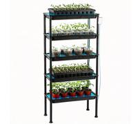 Soporte hidropónico para plantas de 5 niveles Ebb & Flow con temporizador, bomba de agua automática, estante de cultivo de sifón, estante vertical resistente a los rayos UV para bandejas de inicio de