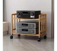 Soporte HiFi para medios audiovisuales, ajustable, estéreo, para TV y CD, para consola de juegos y medios (madera, 81,3 cm de ancho x 53,3 cm de alto)