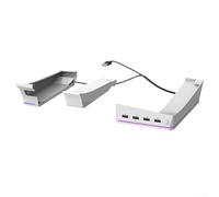 Soporte horizontal Pro con 14 modos LED RGB y 4 concentradores USB, concentrador de juegos para estación de acoplamiento delgada, base de almacenamiento de consola ABS (negro)