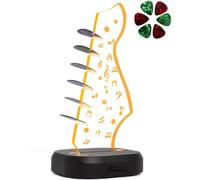 Soporte iluminado para púas de guitarra con 6 púas de guitarra, madera dura real y acrílico, estuche para almacenamiento y exhibición de púas, accesorios de música de guitarra, regalos para hombres