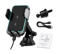 Soporte inalámbrico para teléfono de coche, carga rápida de 15 W, soporte de teléfono para parabrisas de salpicadero para iPhone 17, 16, 15, 14, 13, 12, 11 Pro Max, Galaxy S24+ y más