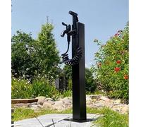 Soporte Independiente de Acero Inoxidable para Manguera de jardín con Grifo - Columna de Agua Exterior anticongelante, diseño Cuadrado, Grifo para un fácil Acceso al Agua, Ideal para Jardine