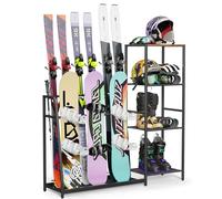 Soporte independiente para tablas de snowboard, 4 pares de esquís, paquete de 3 tablas de snowboard, bota, poste, gafas, soporte para casco para garaje, cobertizo, sótano