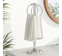 Soporte independiente para toallas - Barra doble de 40,6 cm, base resistente, acabado de bronce aceitado - Perfecto para tocadores de baño y encimeras de cocina, diseño que ahorra espacio, elegante