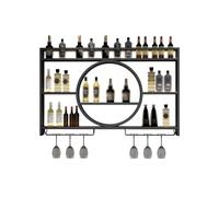 Soporte industrial de pared para botellas de vino, estante de exhibición LED para botellas de vino, almacenamiento de vino montado en la pared para decoración de cocina y bar, acabado dorado/negro