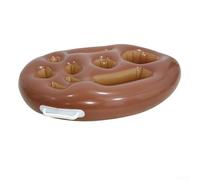 Soporte inflable para bebidas de 9 agujeros para fiestas en la piscina, gran bandeja flotante de cerveza con construcción resistente de PVC, flotador de barra de agua marrón para reuniones de verano y