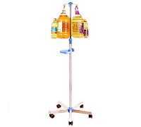 Soporte IV con ruedas, poste de infusión de acero inoxidable ajustable en altura para el cuidado del hogar, hospital y clínica, 4 ganchos, 5 bases de ruedas para mayor estabilidad