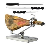 Soporte Jamonero Basculante Profesional con Cabezal Giratorio en Acero Inoxidable (Acero Kit)