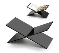Soporte Libros Abierto, Soporte para Libros de Acrílico, Soporte para Mesa de Centro, Atril para Libros de Acrílico con Marco en Cruz, Caballete Expositor para Biblias y el Corán (Negro)