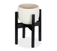 Relaxdays Soporte Macetas, Pie para Plantas, hasta 32 cm, Patas Macetero, Ajustable, Bambú, 1 Ud., 35,5 cm, Negro