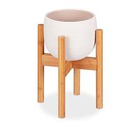 Relaxdays Soporte Macetas, Pie para Plantas, Hasta 32 cm, Patas Macetero, Ajustable, Bambú, 1 Ud., 35,5 cm, Marrón Claro