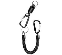 Soporte magnético con cordón en espiral para equipo de pesca, imán que soporta un máximo de 2 kg, accesorio esencial para pescador, se fija de forma segura al chaleco o bolsa, metal TPU