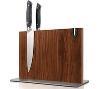 Soporte magnético cuchillos cocina XL con afilador integrado Porta cuchillos magnético hecho en madera maciza Imán para cuchillos con afilador Soporte cuchillos cocina Taco cuchillos (Acacia)