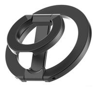 Soporte magnético de anillo de ph, soporte de aleación de rotación de 360° con imán N52, montaje de doble cara, conversión de soporte plegable en Z, para viajes y uso en escritorio (negro)