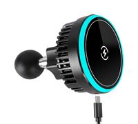 Soporte magnético de carga inalámbrica para teléfono con bola de 1 pulgada para soportes RAM, cargador rápido de 15 W con TEC y ventilador de refrigeración dual para Magsafe iPhone 17/16/15/14/13/12