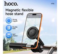 Soporte Magnético de Silicona para Teléfono HOCO H96, Imanes Fuertes, Giratorio, Apto para Escritorio, Cochecito de Bebé, Caminadora, Bicicleta, Automóvil Negro