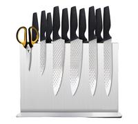 Soporte magnético para cuchillos, bloque magnético de acero inoxidable con amoladora, barra magnética fuerte de dos lados como soporte para el mostrador de la cocina, base de ventosa