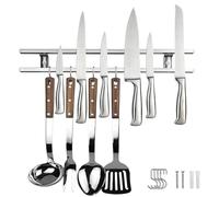 Soporte Magnético para Cuchillos de Pared, 40cm/16in Soporte Cuchillos Cocina con 4 Ganchos, Iman para Cuchillos de Cocina, Rieles Dobles de Acero Inoxidable, Knife Holder Para Cuchillo o Cubiertos
