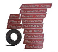 Soporte magnético para herramientas, organizador para garaje, taller, caja de almacenamiento portátil con etiquetas para organización de caja de herramientas de equipo (rojo, 12 piezas)