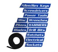 Soporte magnético para herramientas para garaje y taller con caja de almacenamiento portátil con etiquetado transparente para un fácil inventario y organización de herramientas (azul, 12 piezas)