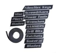 Soporte magnético para herramientas para garaje y taller con caja de almacenamiento portátil con etiquetado transparente para un fácil inventario y organización de herramientas (negro, 12 piezas)