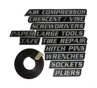 Soporte magnético para herramientas para garaje y taller con caja de almacenamiento portátil con etiquetado transparente para un fácil inventario y organización de herramientas (negro, 11 piezas)