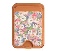 Soporte magnético para tarjetas con diseño de flores florales para iPhone 16, 15, 14, 13 Pro Max, multicolor