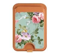 Soporte magnético para tarjetas con diseño de flores para iPhone 16, 15, 14, 13 Pro Max, multicolor